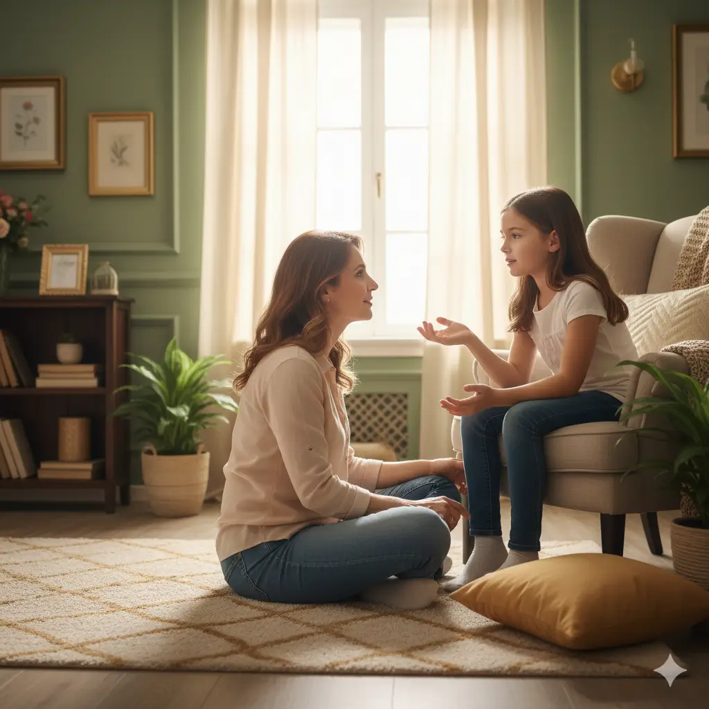 Momento di ascolto tra genitore e figlio